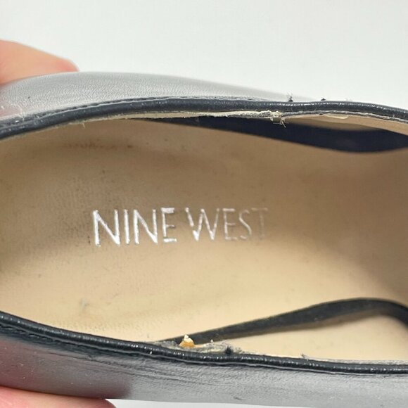 Nine West Black Leather Peep Toe High Heel Booties Size 8 1/2 Baddie Moto Rocker - Picture 9 of 9